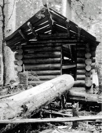Scotty Finlayson's "Canuck" cabin under construction, 1930  (Scotty Finlayson Collection)
